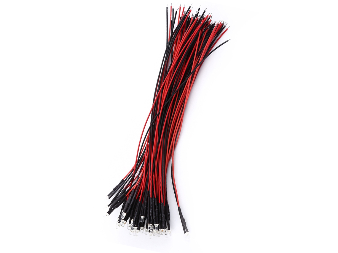 2026as-50pcs Diodos Led Pre Cableados Dc 9-12v Transparentes 3 5 10mm Blanco Rojo Azul Verde