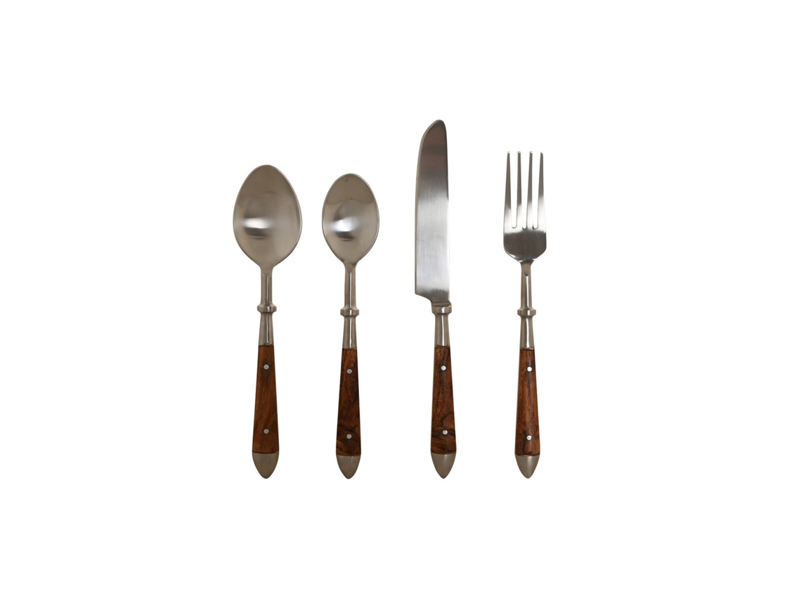 Set 16 Cuberteria Inox Acacia Natural 4,5x2x20cm