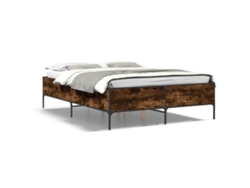 Maison Exclusive - Estructura Cama Madera Ingeniería Metal Roble Ahumado 160x200cm