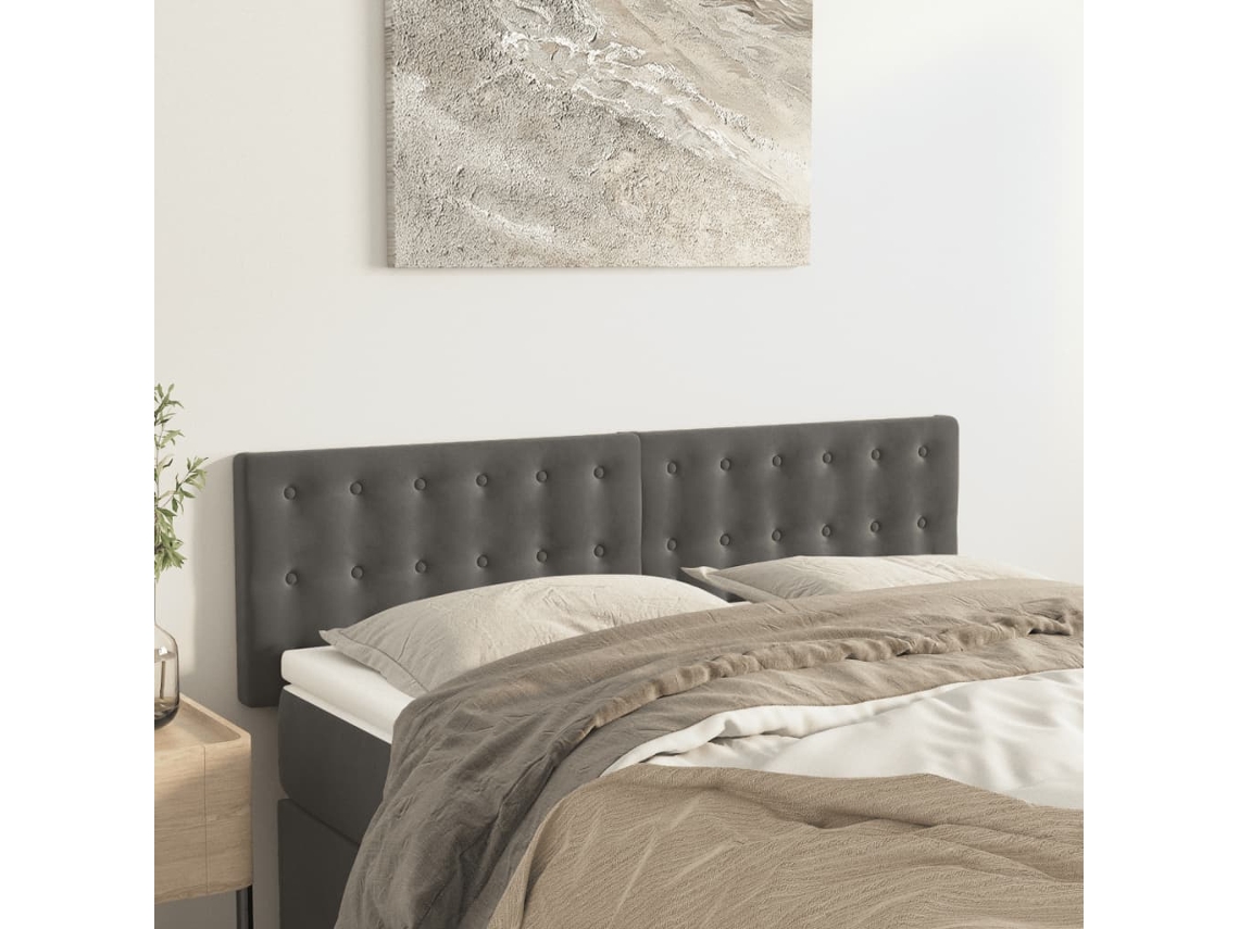 Cabeceros 2 Unidades Terciopelo Gris Oscuro 72x5x78/88 Cm