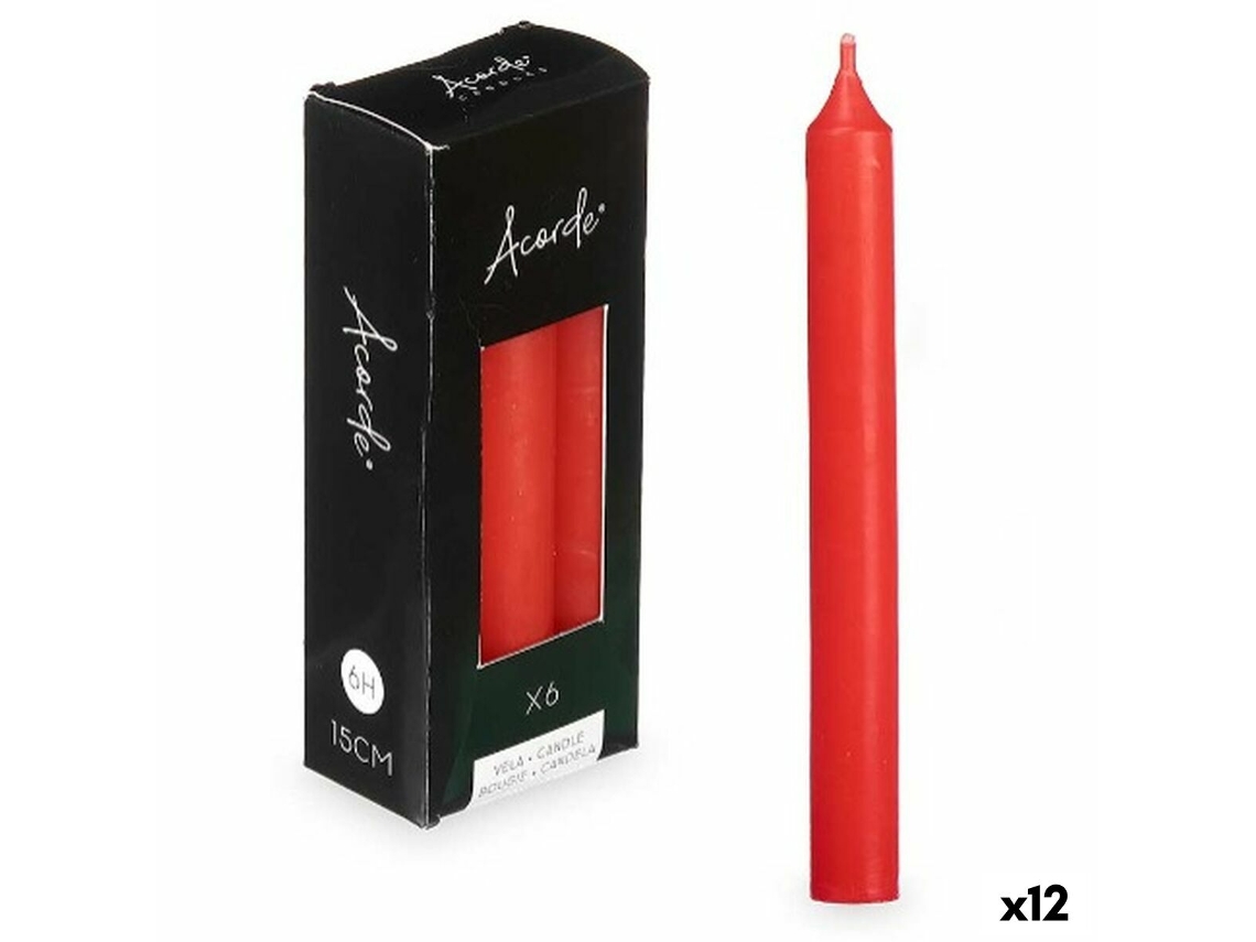 Set de Velas Rojo 2 x 2 x 15 cm (12 Unidades)