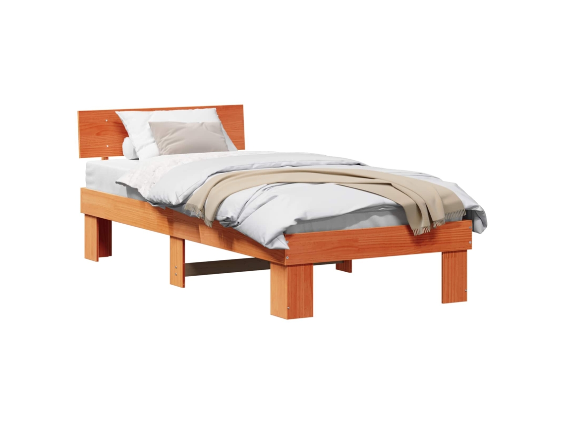 Maison Exclusive - Estructura De Cama Con Cabecera Marrón Cera 75 X 190 Cm