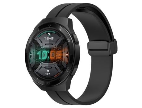 Correa de reloj inteligente para Huawei Watch GT 2E 22 mm Correa de reloj de silicona con cierre magnético de color sólido (negro)