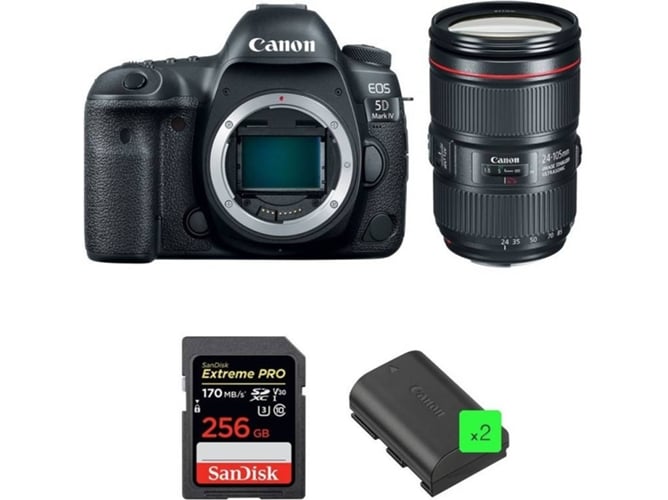 Kit Cámara Reflex CANON EOS 5D Mark IV + EF 24-105mm f/4L IS II USM + SanDisk 256GB + 2 LP-E6N