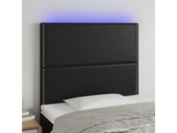 Cabecero Con Luces Led Cuero Sintético Negro 90x5x118/128 Cm