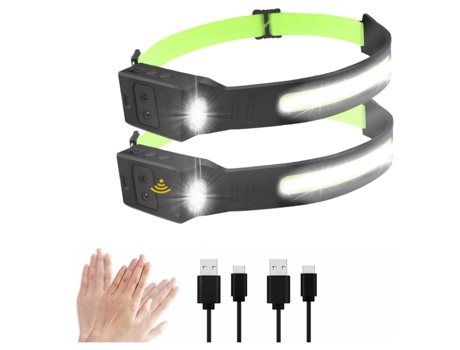 Linterna Frontal Led Recargable 2 Piezas Linterna Frontal Luces Frontales con Sensor de Movimiento 5 Modos de Iluminación y Foco Linterna Frontal T...