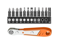 Destornillador De Ratchet Mini 1/4 Polegada Com 12 Brocas Curtas E Soquete Hexagonal Anticorrosivo