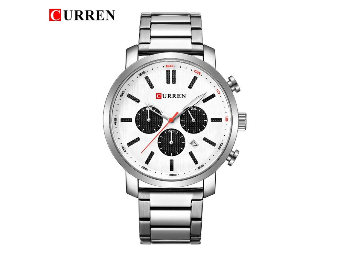 Reloj De Cuarzo Informal Para Hombre (blanco Plateado), Reloj De Negocios Con Correa De Acero Inoxidable, Reloj Sencillo.