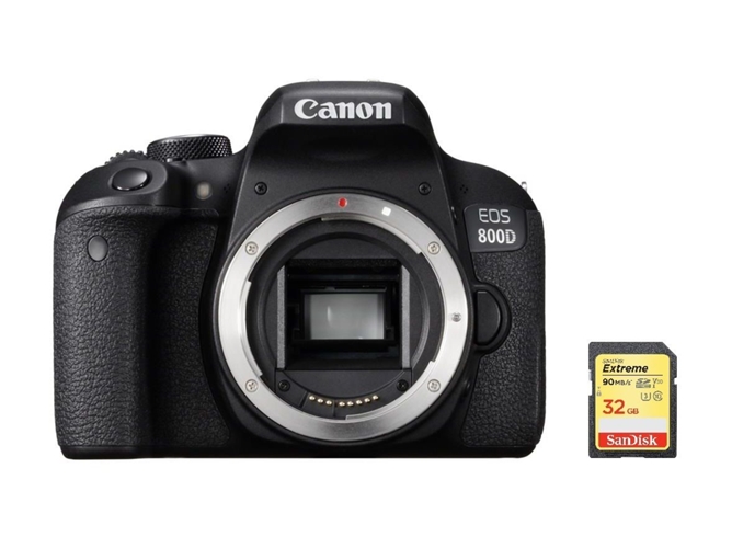 Kit Cámara Réflex CANON 800D + 32GB SD