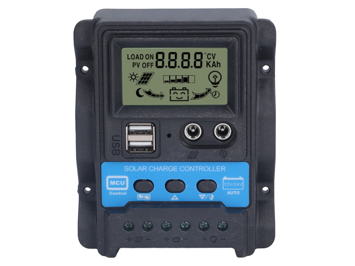 Controlador De Carga Solar Pwm De 20 A Con Pantalla Lcd, Doble Puerto Usb, De 5 V 2,5 A A 12 V 24 V 520 W