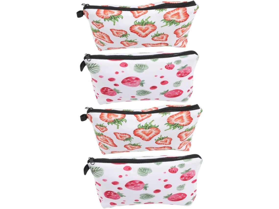 Neceser Estampado De 4 Piezas, Organizador De Maquillaje Portátil Para Cosméticos De Niñas.
