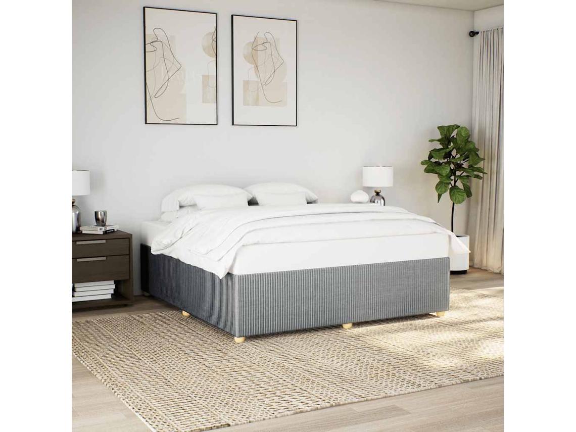 Cama Sin Colchón Tela Gris Claro 200x200 Cm