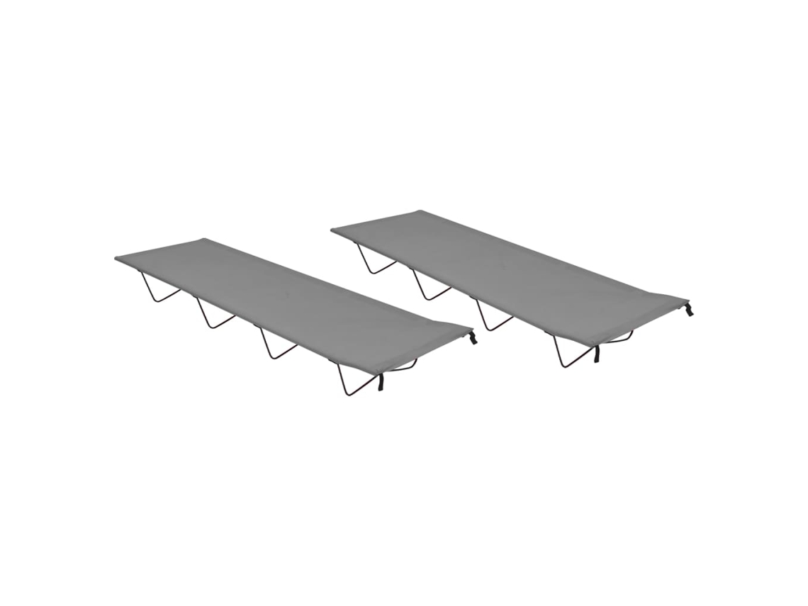 Conjunto 2 Cama de camping VIDAXL Gris Tela
