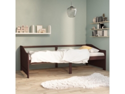 Sofá Cama De 3 Plazas Sin Colchón Marrón Oscuro 90x200 Cm