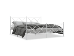 Maison Exclusive - Estructura Cama Sin Colchón Con Estribo Metal Blanco 183x213 Cm