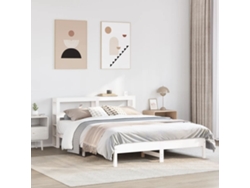 Estructura De Cama Sin Colchón Madera De Pino Blanca 140x190 Cm
