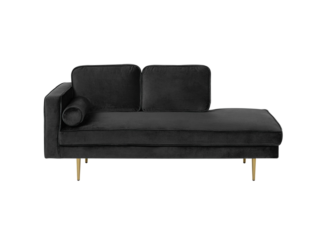 Chaise longue izquierdo BELIANI Miramas de Terciopelo Negro 171x79x63