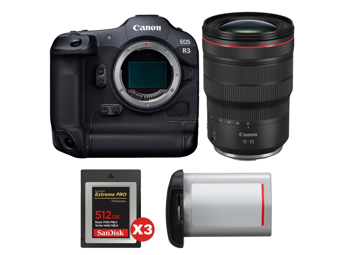 Canon Eos R3 + Rf 15-35mm F/2.8 L Is Usm + 3 Sandisk 512gb Extreme Pro Cfexpress Type B + Canon Lp-e19 + Ebook “20 Consejos Para Fotos Que Impactan”