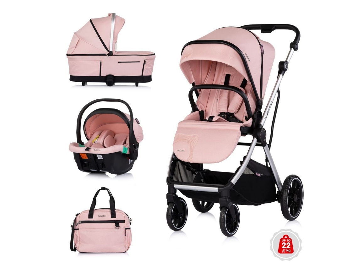 Carrinho de Passeio Aurora 3 em 1 para Bebés Até 22 Kg CHIPOLINO Powder Pink