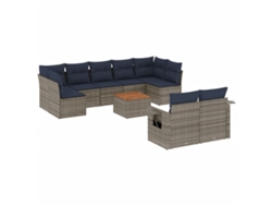 Maison Exclusive - Conjunto De Sofá De Jardín De 10 Piezas Con Cojines, Poliratán Gris