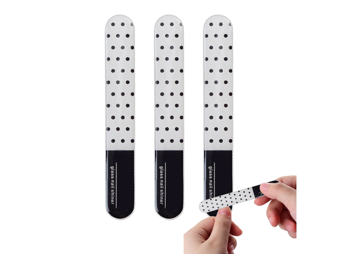 Juego de 3 limas de cristal con estuche y pulidores para el cuidado de las uñas NEVEANCE