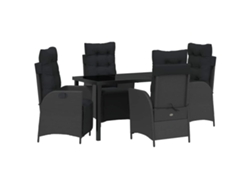 Maison Exclusive - Conjunto De Comedor De Jardín 5 Pcs Negro Ratán Sintético