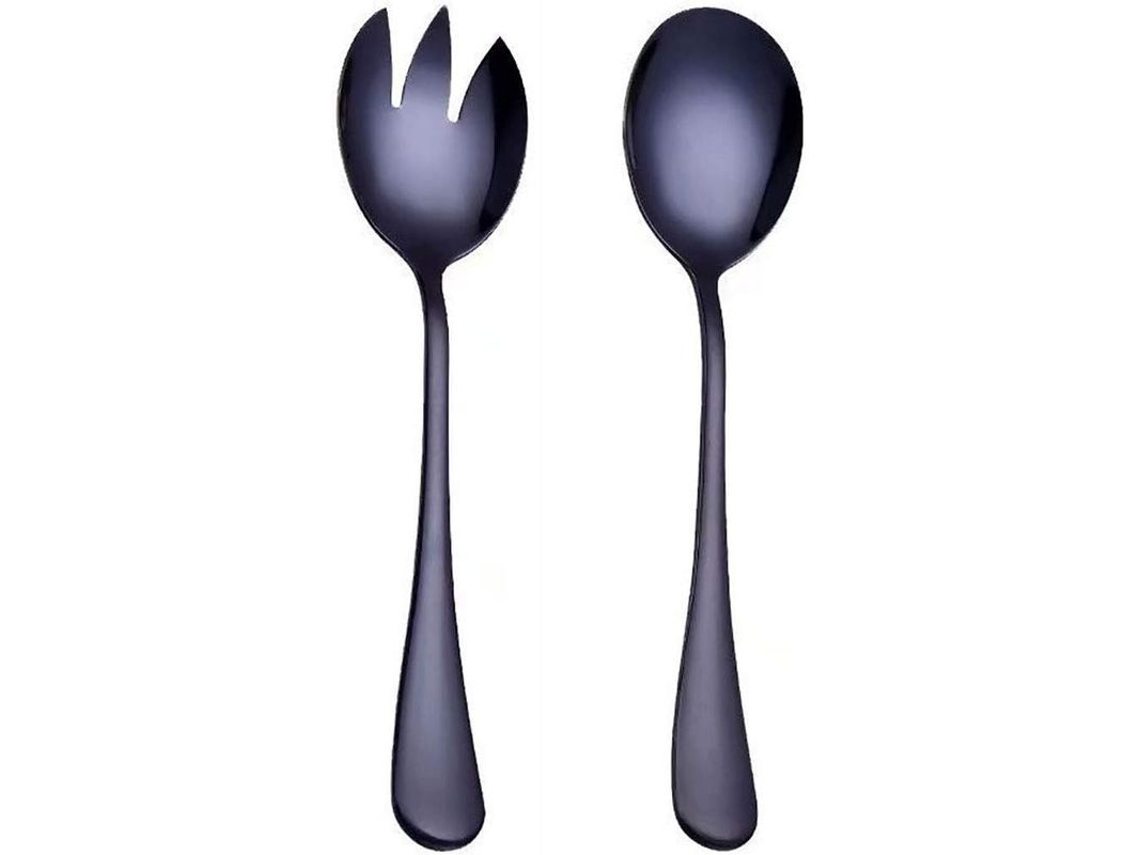 Conjunto de talheres para salada 2026, aço inoxidável 304, 19,5 cm, colher e garfo, próprio para lava-louças, design elegante.