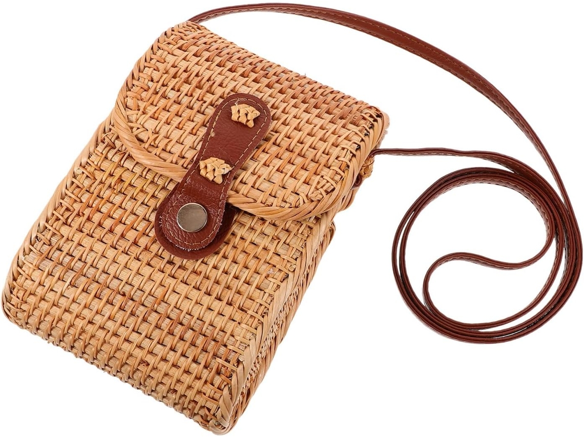 Bolso De Hombro De Ratán Trenzado Para Mujer: Ligero Y Práctico Para Salidas A La Playa Y Viajes.