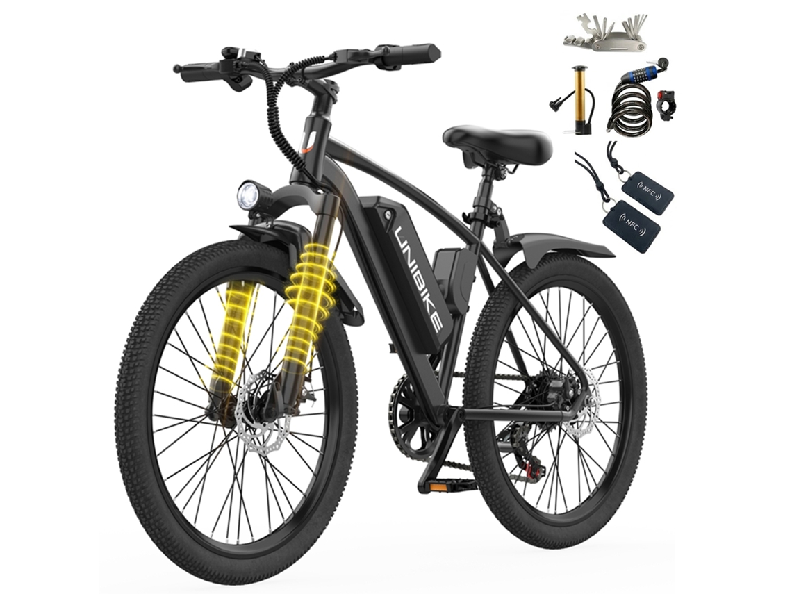 UNIBIKE Q7 Bicicleta eléctrica urbana para adultos - Motor 250W, batería 36V 10Ah