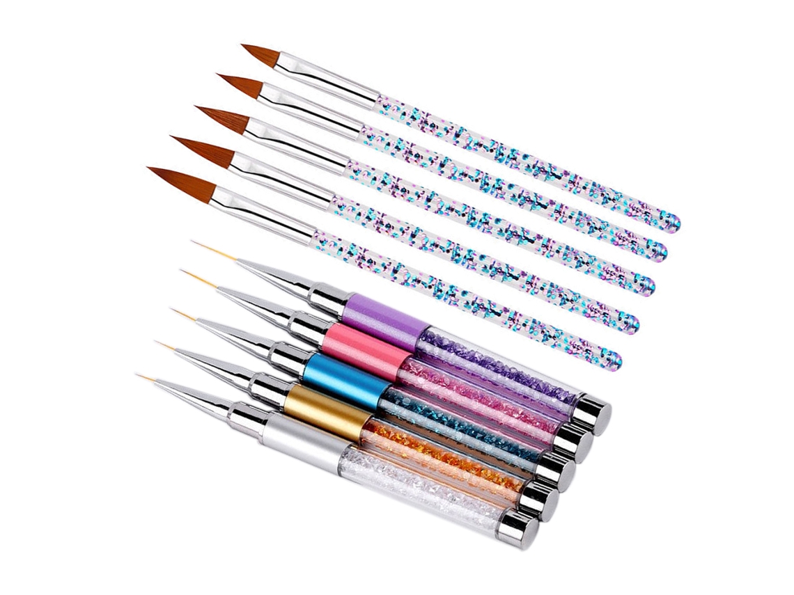 Juego de 10 pinceles para uñas 3D, pincel acrílico y pincel de dibujo.