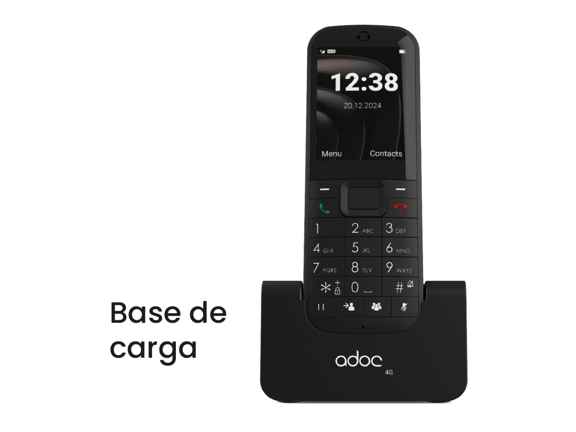 Adoc K4 Teléfono Fijo Inalámbrico 4g Con Base De Carga, Teclas Grandes, Volte, Bluetooth, Radio Fm, Batería 1050 Mah Y Clip.