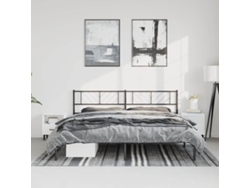 Cama De Matrimonio | Cama Para Adultos | Estructura Cama Sin Colchón Con Cabecero Metal Negro 183x213 Cm