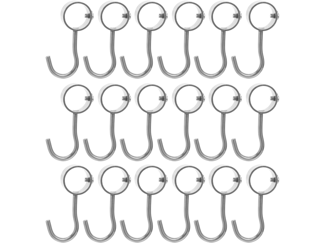 Juego 20 Ganchos Acero Inoxidable Resistencia Tubulares Redondos 25 Percheros Cocina Soportes Duraderos