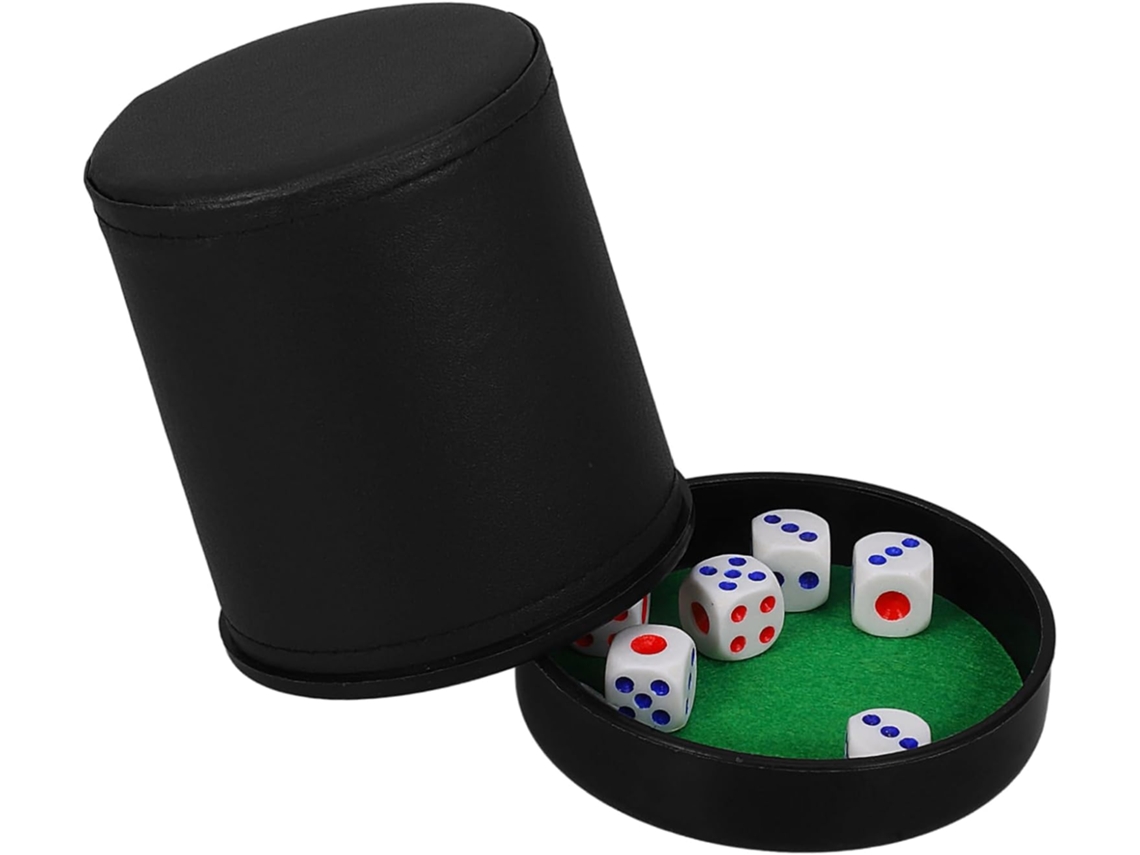 Juego De Cubilete Compacto Para Dados Con Interior De Piel Sintética Y Tapa Silenciosa.