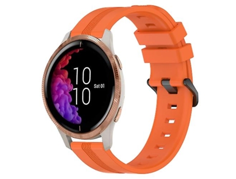 Correa para reloj Garmin Venu de 20 mm, silicona cóncava, a rayas, color naranja VENISYMLIS