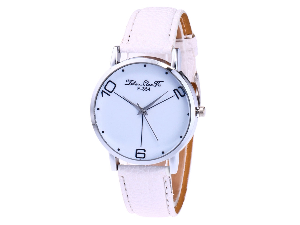 Reloj De Pulsera Unisex De Cuarzo Con Dial Redondo Para Hombre Y Mujer (blanco)