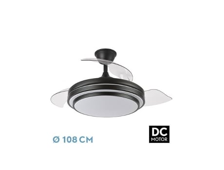 Ventilador DC Ibe 72W Negro 3 Aspas Desplegables FABRILAMP