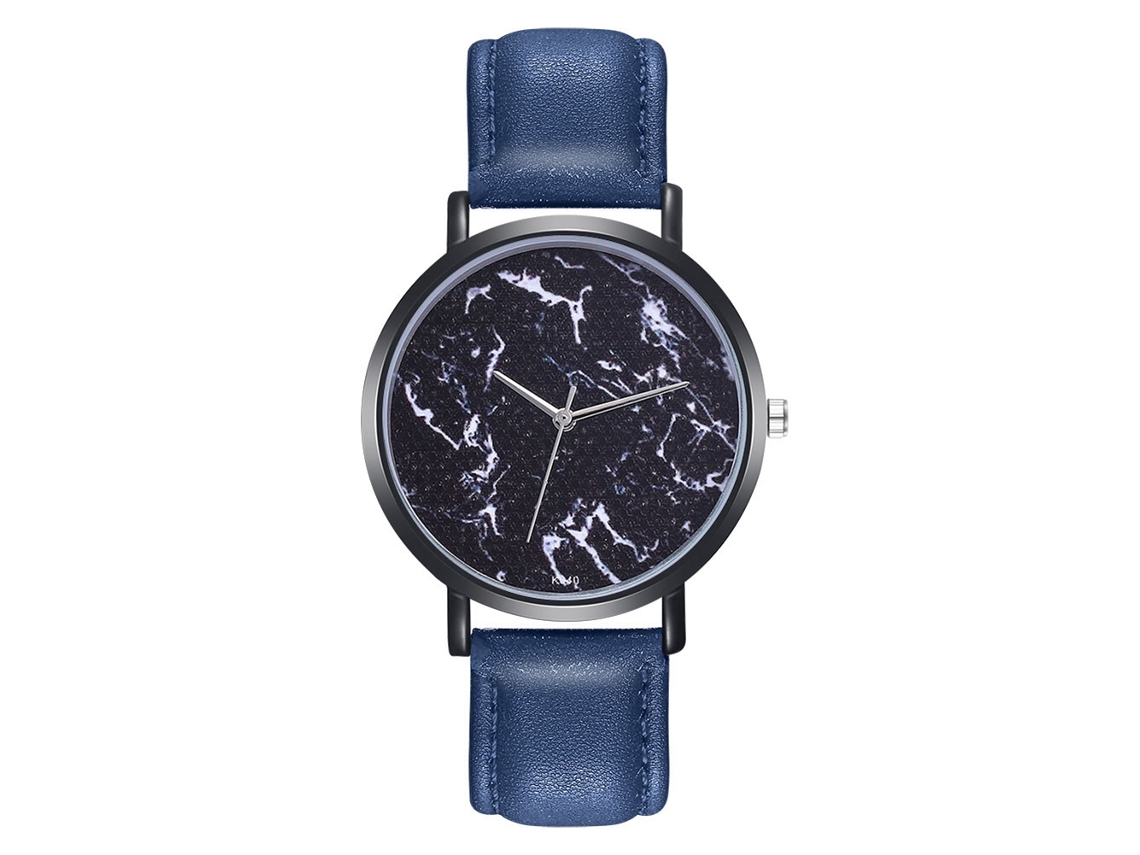 Reloj De Pulsera Unisex Informal Con Correa De Piel Sintética Y Esfera Redonda Azul.