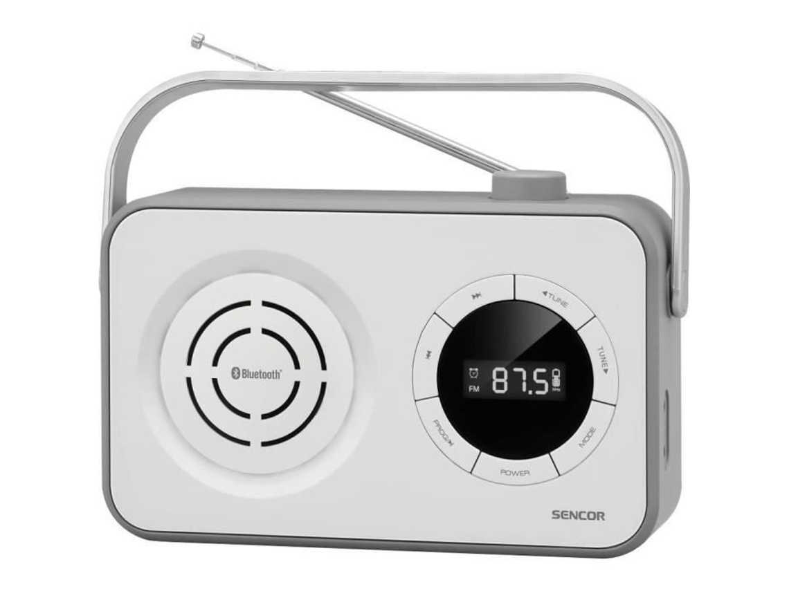 Receptor de radio FM PLL portátil con Bluetooth, USB, Micro SD y entrada auxiliar Sencor Srd 3200 W