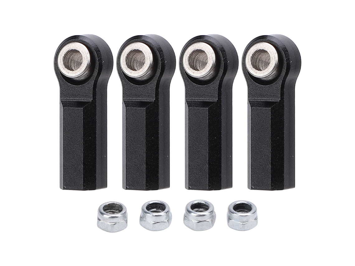 4 Rótulas Metálicas Para Coches Rc A Escala 1/10, Diámetro 7,0 Mm, Rosca M4, Color Negro.