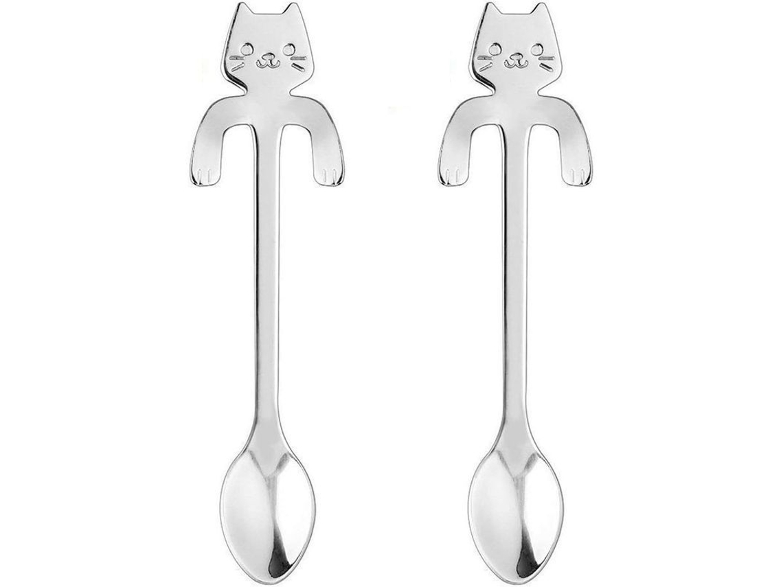 2026da-cucharas De Café Y Té De Acero Inoxidable 4 Piezas Estilo Lindo Tamaño 11.8x1.8 Cm Plata