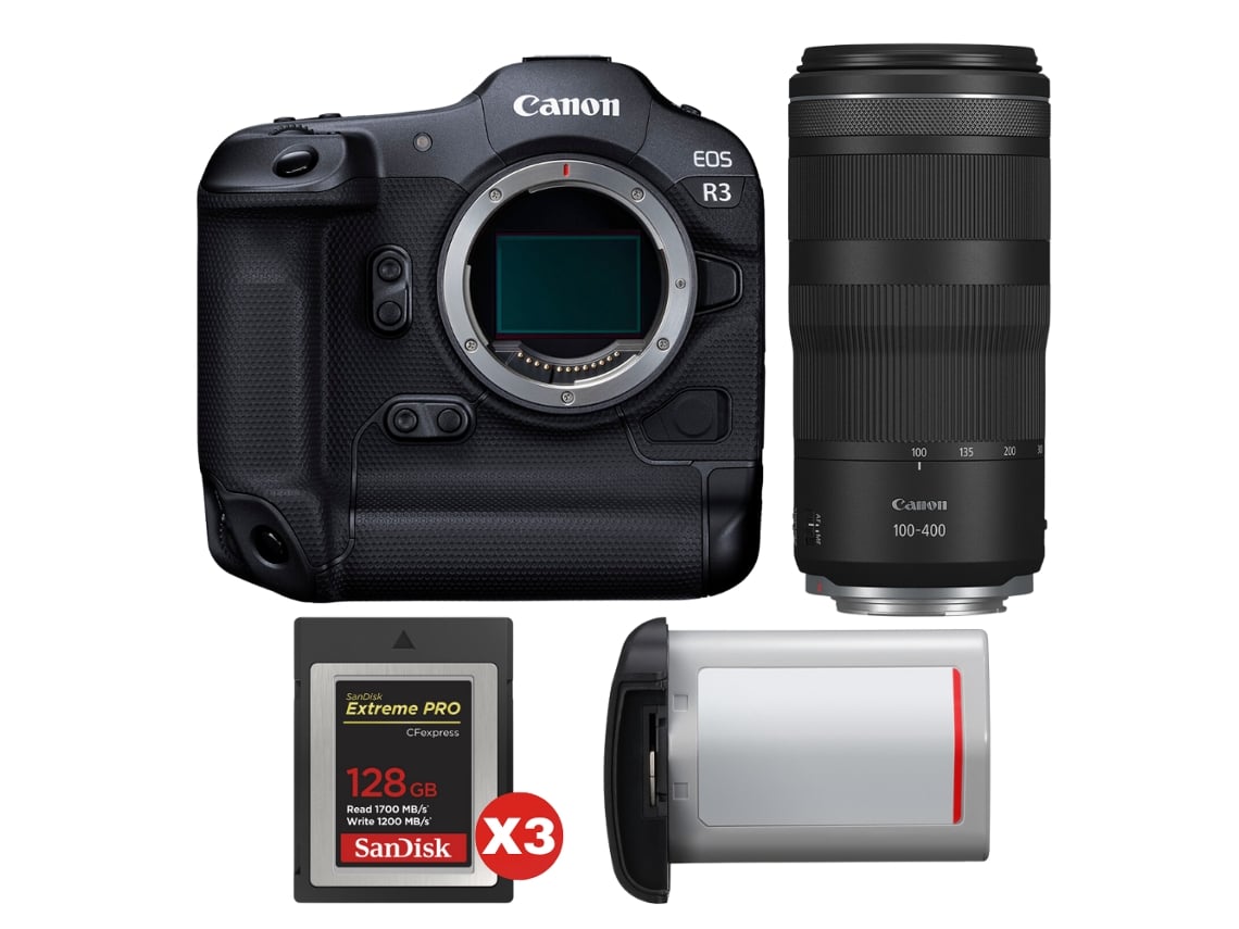 Canon Eos R3 + Rf 100-400mm F/5.6-8 Is Usm + 3 Sandisk 128gb Extreme Pro Cfexpress Type B + Canon Lp-e19 + Ebook Pricedirect