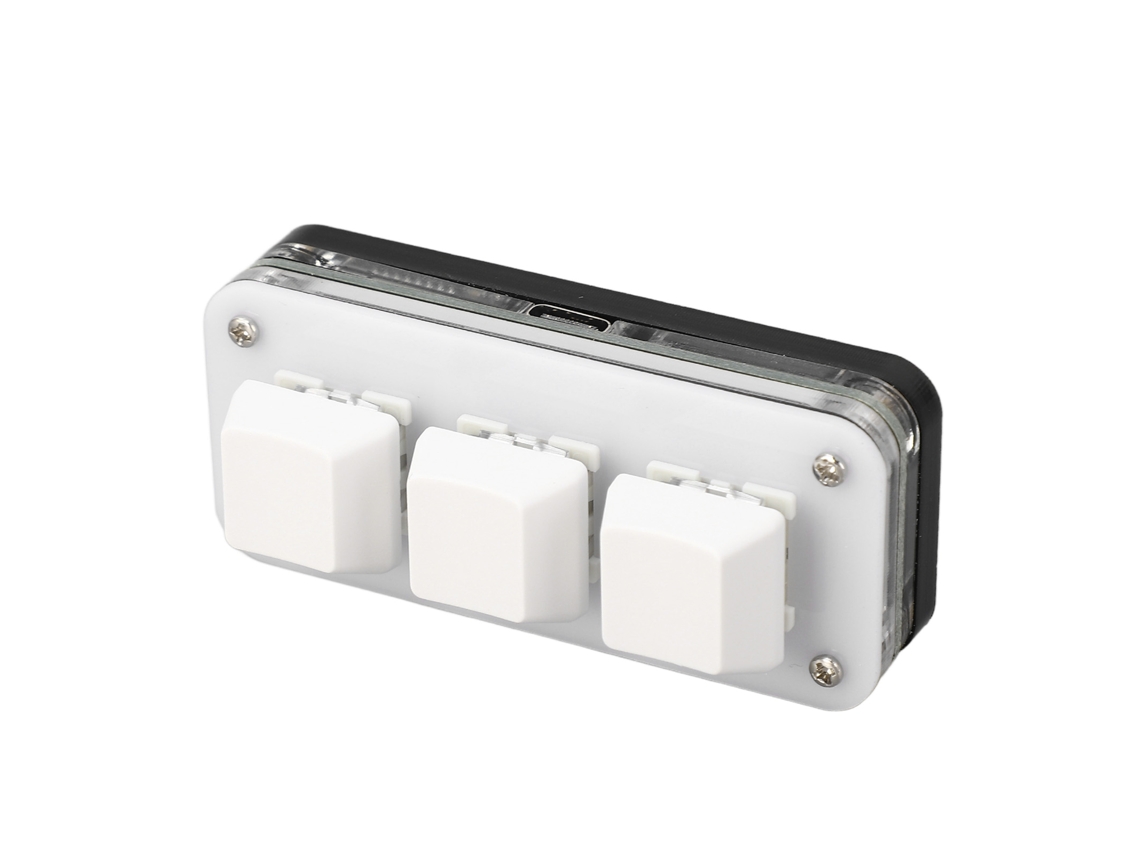 Mini teclado mecánico USB con 3 teclas, para juegos, con iluminación RGB y diseño programable.