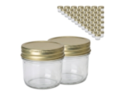 Tarros Relaxdays, Set De 50, 120 Ml, Tapa Twist-off, Para Mermeladas Y Conservas, Transparentes/dorados