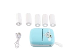 Impressora Térmica Portátil Bluetooth 200dpi Sem Tinta Mini Impressora De Bolso Azul Com 5 Rolos De Papel