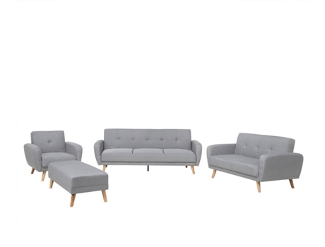 Conjunto de Sofá con Reposapiés Florli (Gris - Poliéster -85x214x82 cm)
