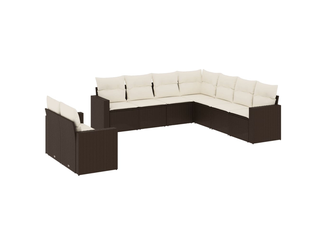 Maison Exclusive - Set De Sofás De Jardín 9 Pzas Y Cojines Ratán Sintético Marrón