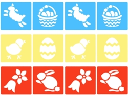 12 Plantillas Para Pintar, Con Motivos De Conejitos De Pascua, Huevos, Pollitos Y Campanas.