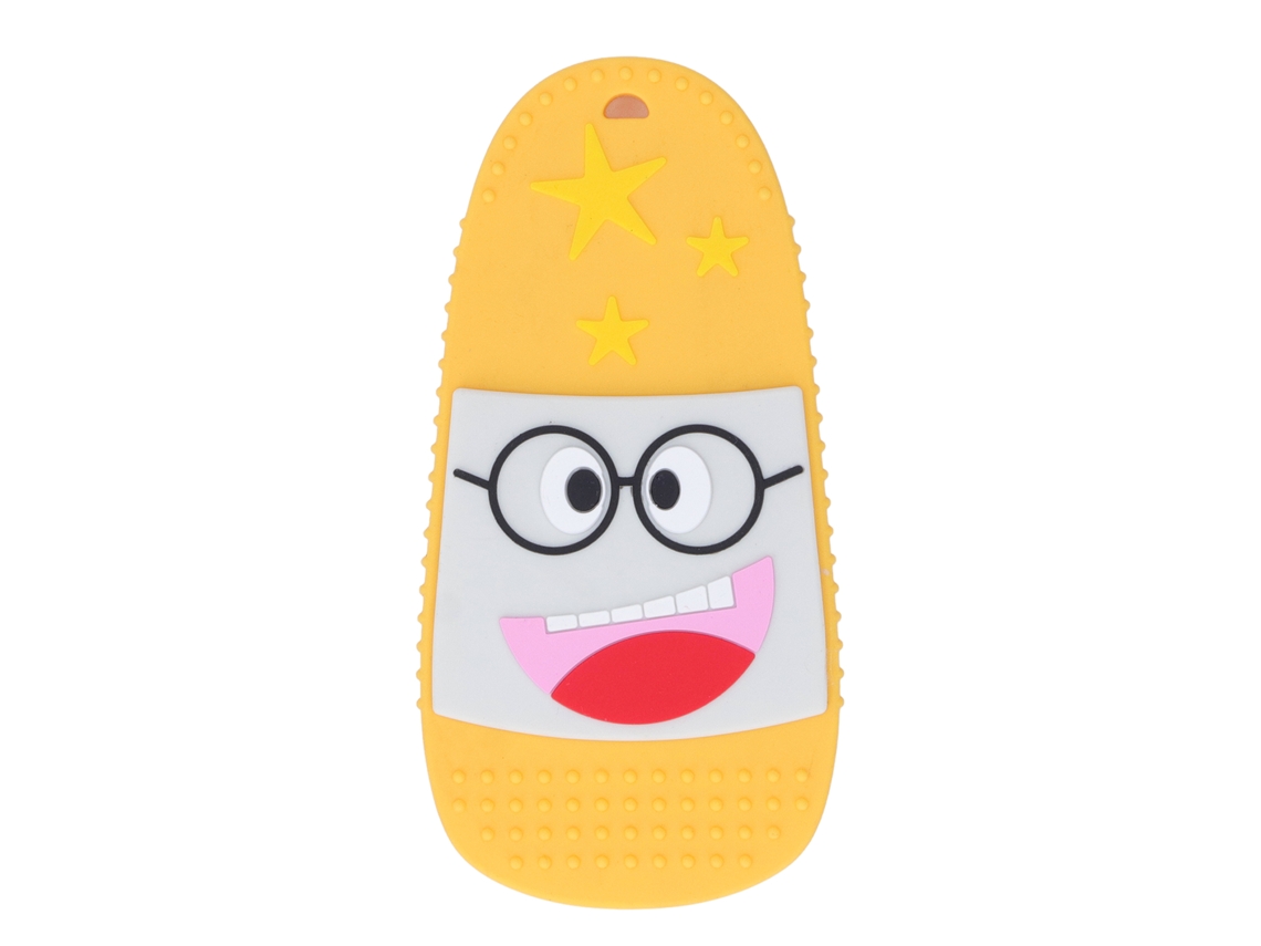 Juguete de silicona para la dentición del bebé, 2026, texturizado, con forma de zapatilla, amarillo.