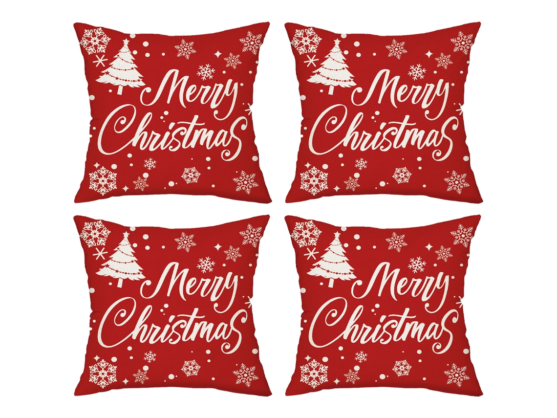4 Fundas de Cojines Navideños Copo de Nieve Reno Árbol de Navidad TRUYUETY